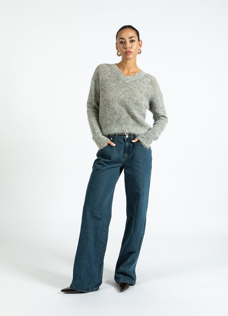 Coster Copenhagen V-NECK KNIT IN ALPACA Knitwear Light grey melange - 129