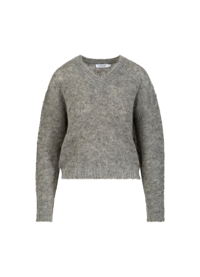 Coster Copenhagen V-NECK KNIT IN ALPACA Knitwear Light grey melange - 129