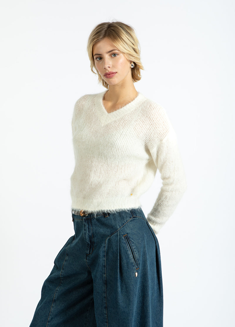 Coster Copenhagen V-NECK KNIT IN ALPACA Knitwear Off White - 202