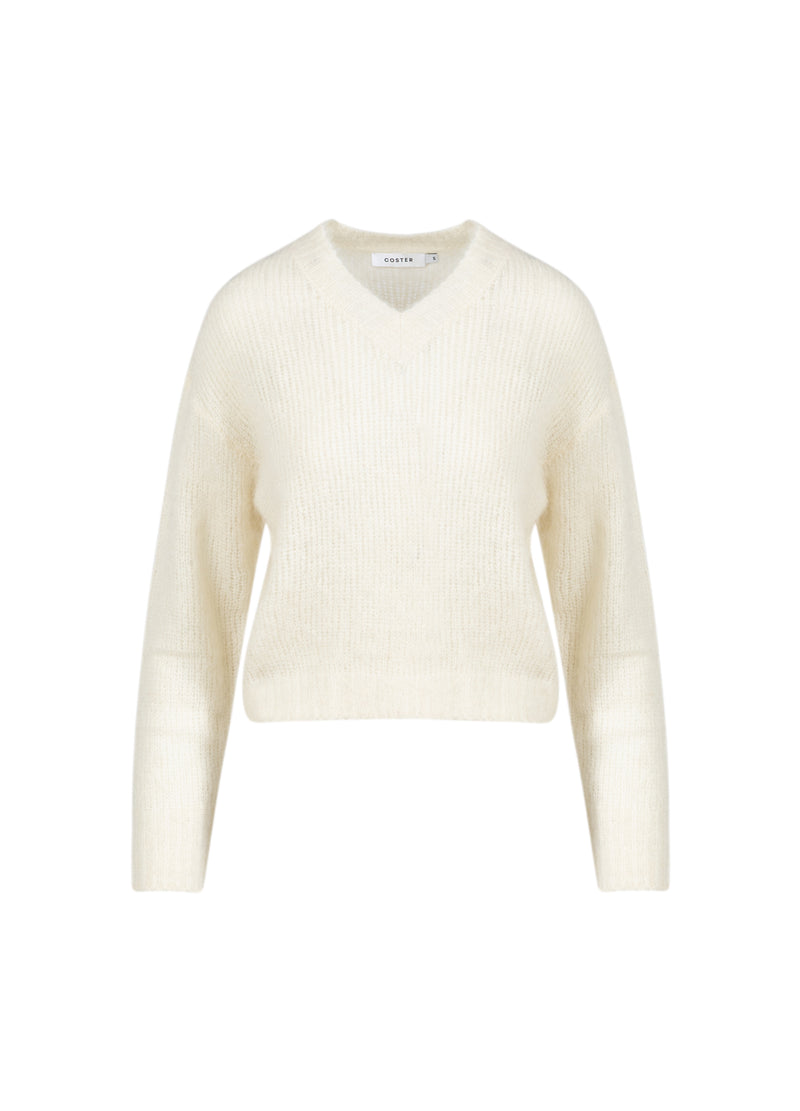 Coster Copenhagen V-NECK KNIT IN ALPACA Knitwear Off White - 202