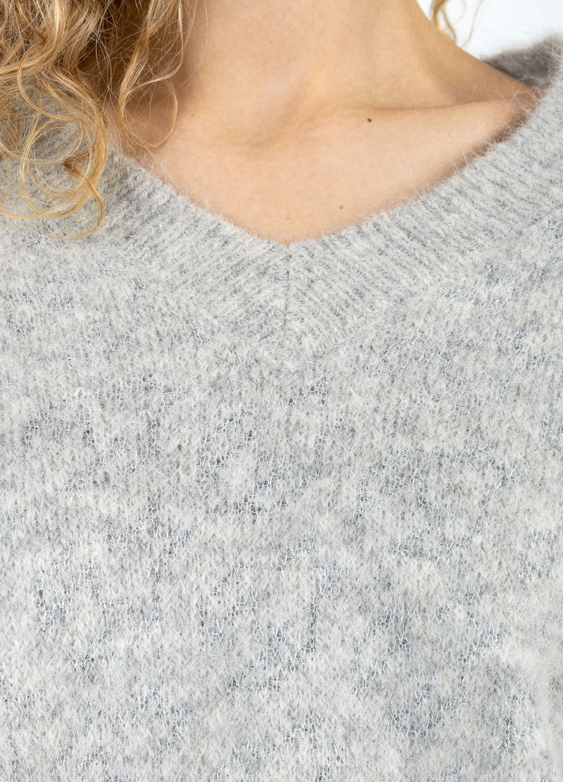 Coster Copenhagen V-NECK WITH SILVER HOUNDSTOOTH Knitwear Mist grey - 121