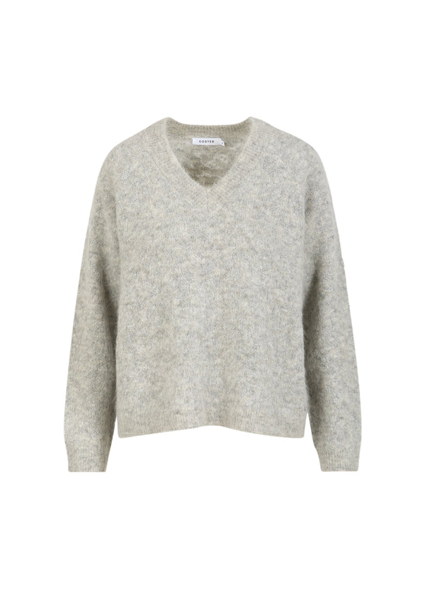 Coster Copenhagen V-NECK WITH SILVER HOUNDSTOOTH Knitwear Mist grey - 121