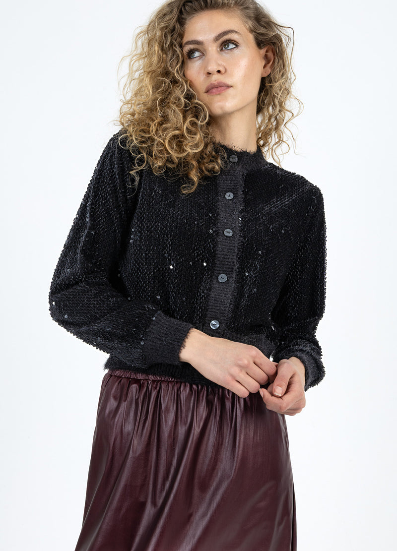 Coster Copenhagen VELVET SEQUIN CARDIGAN Shirt/Blouse Black - 100
