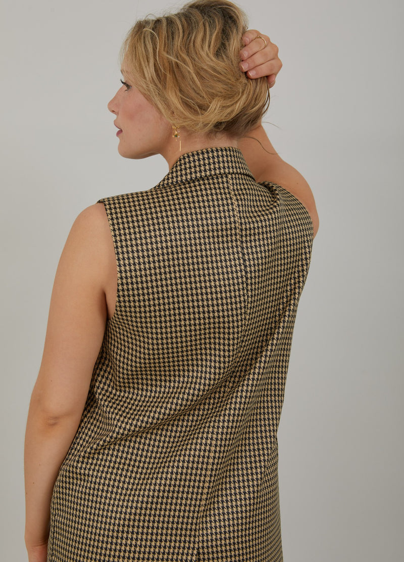 Coster Copenhagen VEST IN HOUNDSTOOTH Vest Beige houndstooth - 259