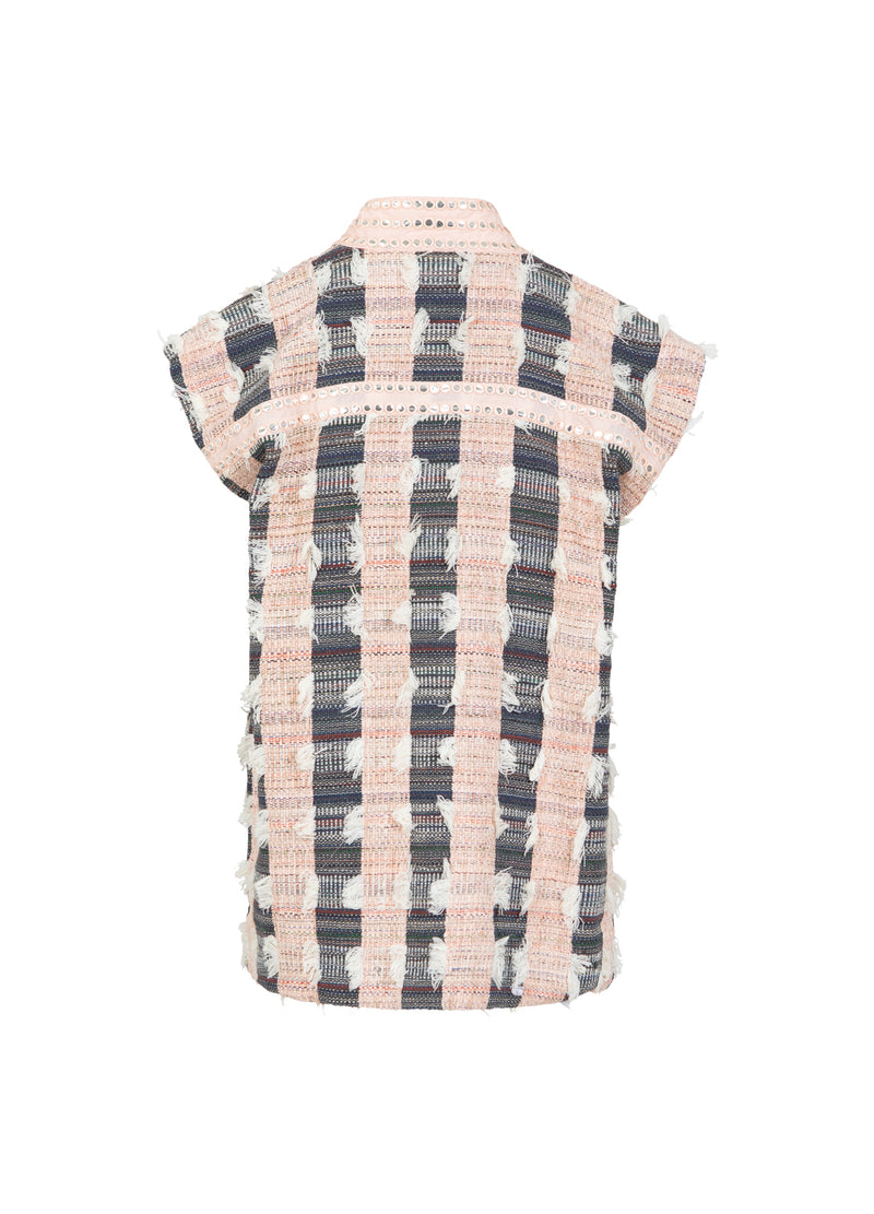 Coster Copenhagen VEST WITH MIRROR RIBBONS Vest Blush/black jaquard - 638