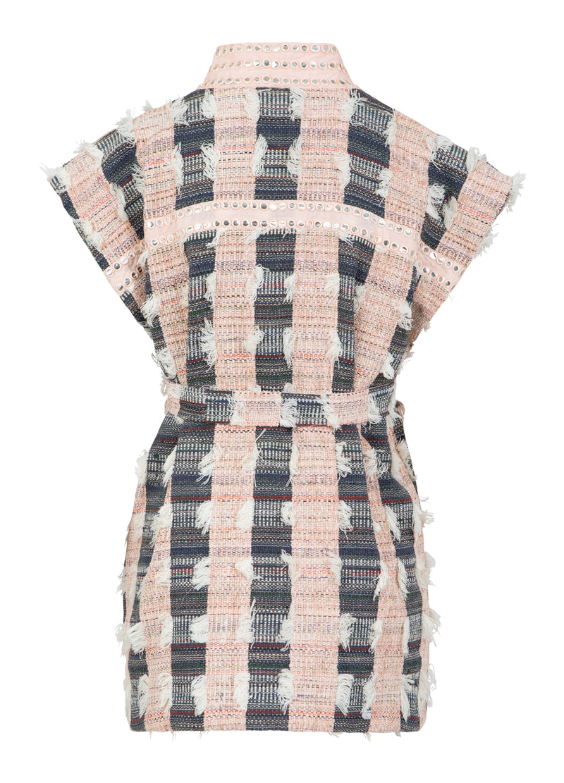Coster Copenhagen VEST WITH MIRROR RIBBONS Vest Blush/black jaquard - 638