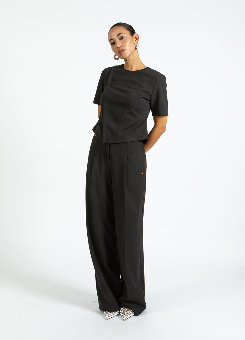 Coster Copenhagen WIDE SUIT PANTS - SILLE FIT Pants Black - 100