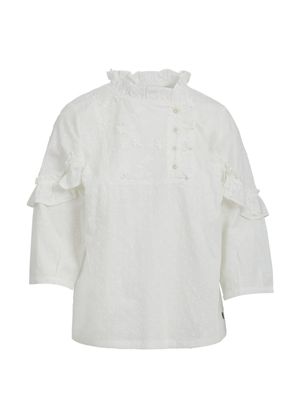 Coster Copenhagen BLOUSE W. 3D LACE MIX Shirt/Blouse White - 200