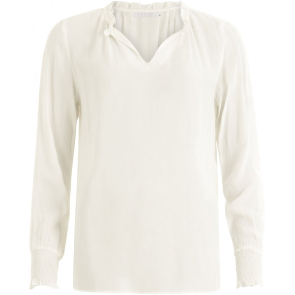 BLOUSE W. SMOCK AT CUFFS - Off White