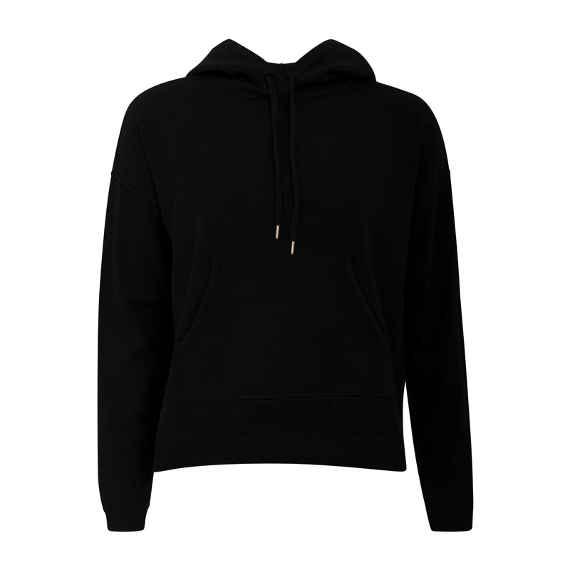 CC HEART COMFY KNIT HOODIE SWEATER - Black