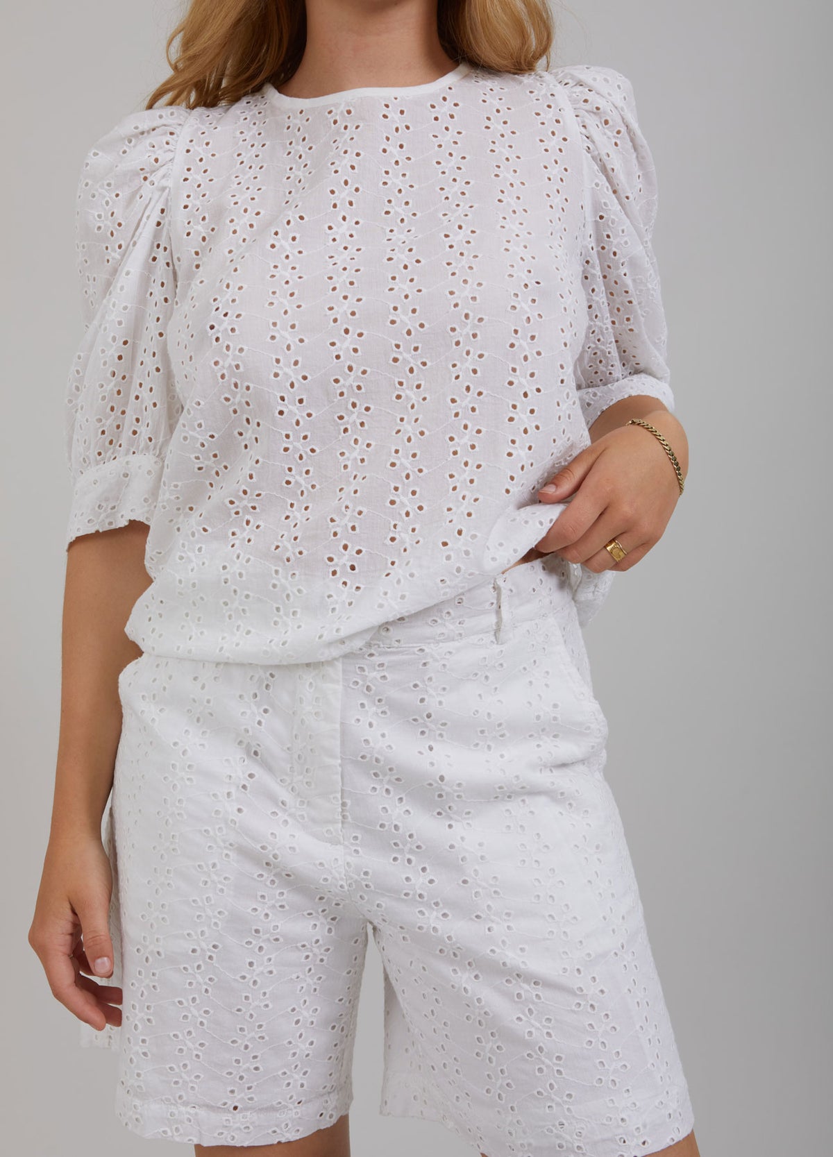 White broderie shorts cheap