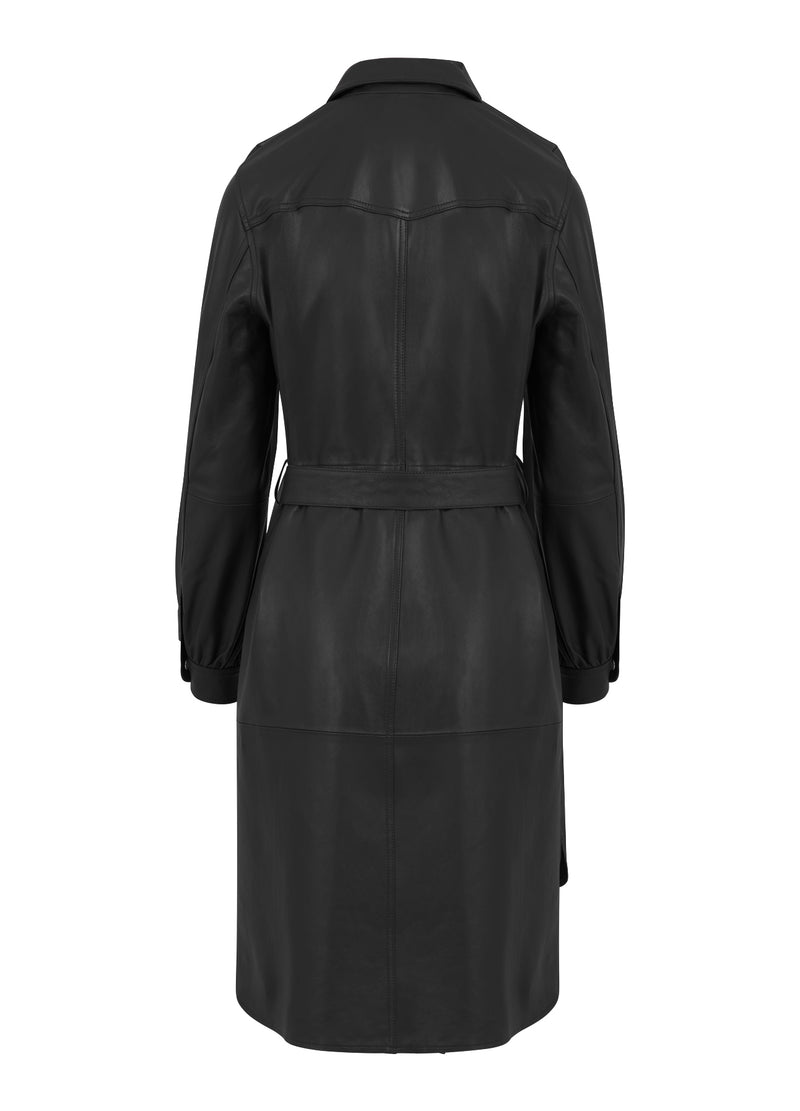 Coster Copenhagen LEATHER SHIRT DRESS Dress Black - 100