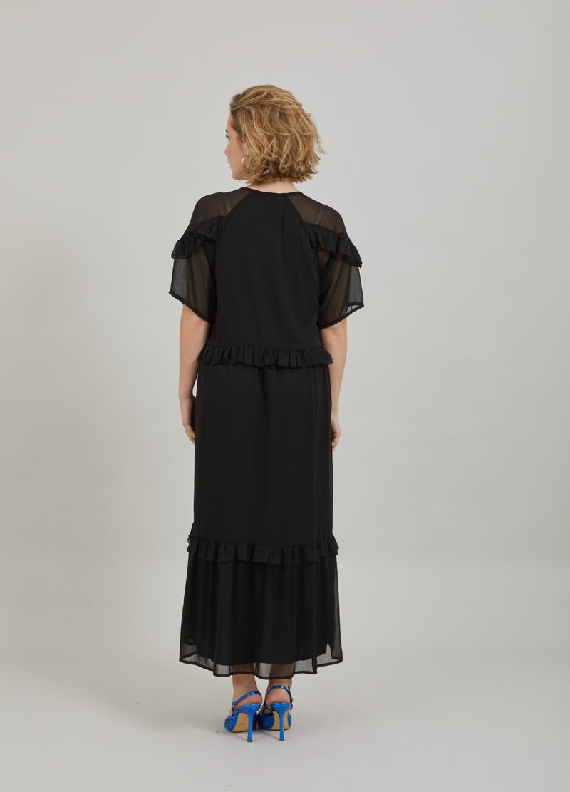 Coster Copenhagen LONG DRESS W. FRILLS Dress Black - 100