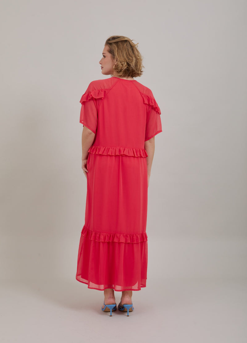 Coster Copenhagen LONG DRESS W. FRILLS Dress Coral pink - 626