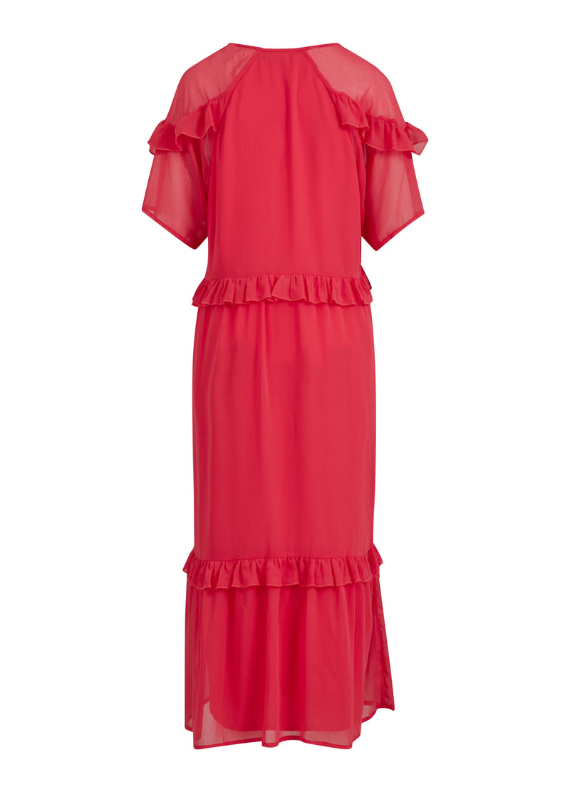 Coster Copenhagen LONG DRESS W. FRILLS Dress Coral pink - 626
