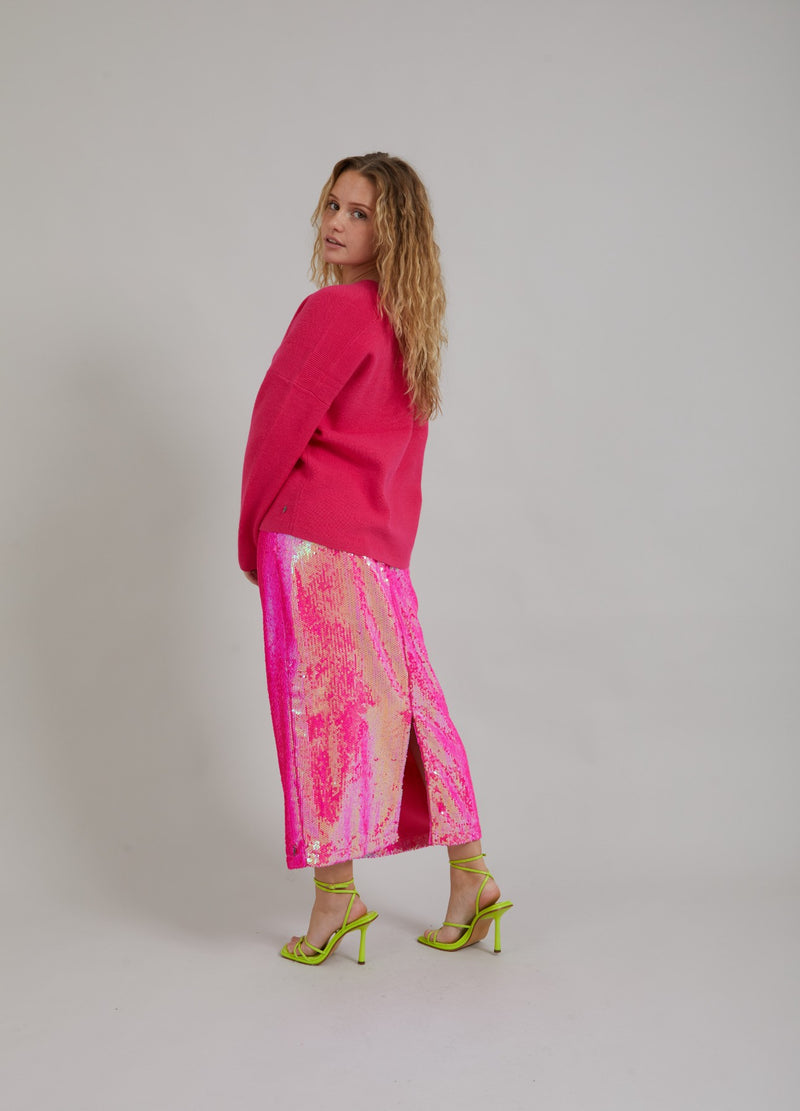 Coster Copenhagen LONG SEQUIN SKIRT Skirt Neon pink - 674