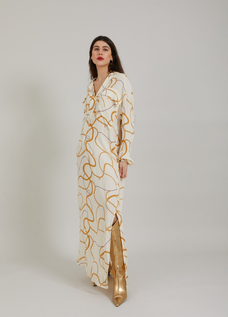 Coster Copenhagen LONG SHIRT DRESS W. CHAIN PRINT Dress Chain print - 906