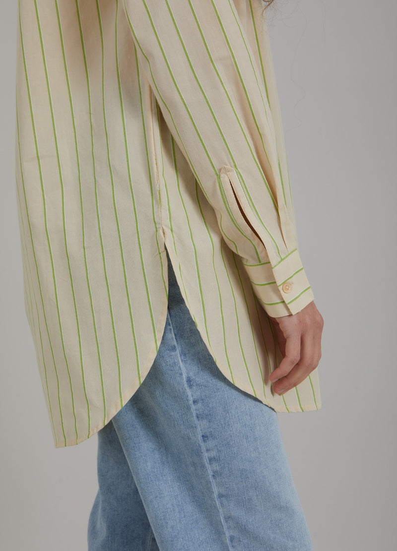 Coster Copenhagen LONG SHIRT W. THIN STRIPES Shirt/Blouse Flash green stripe - 416