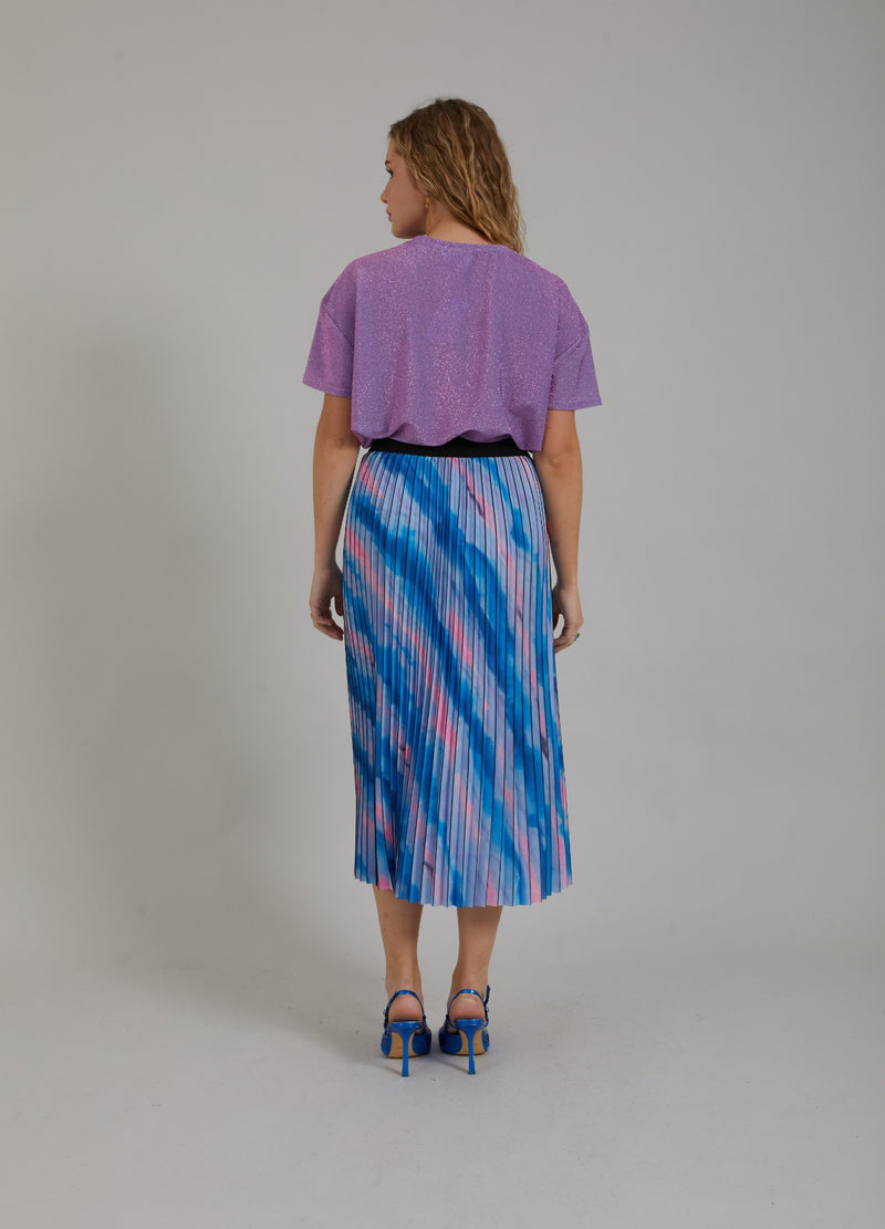 Coster Copenhagen PLEATED SKIRT W. FADED STRIPE PRINT Skirt Faded stripe print blue - 509