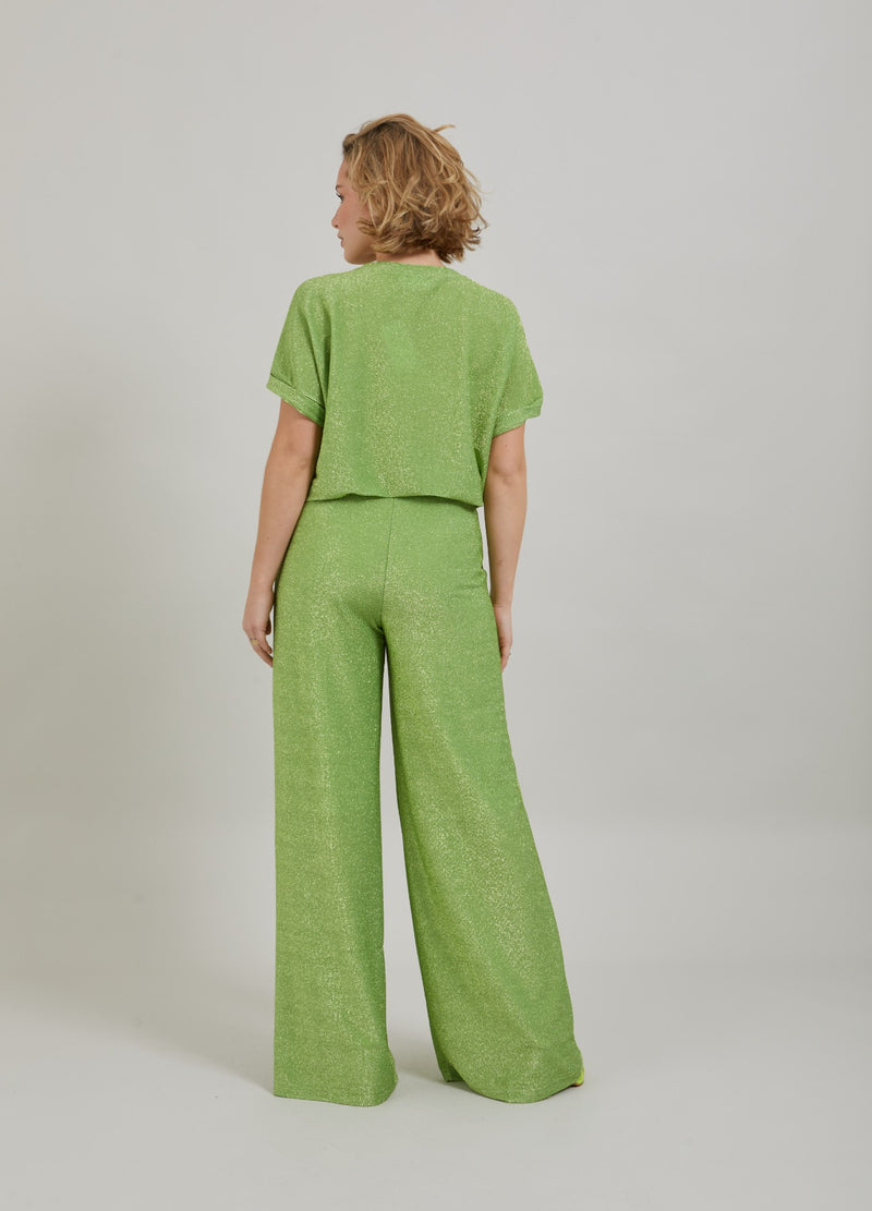 Coster Copenhagen SHIMMER PANTS W. PRESS FOLD - PETRA FIT Pants Shimmer green - 480