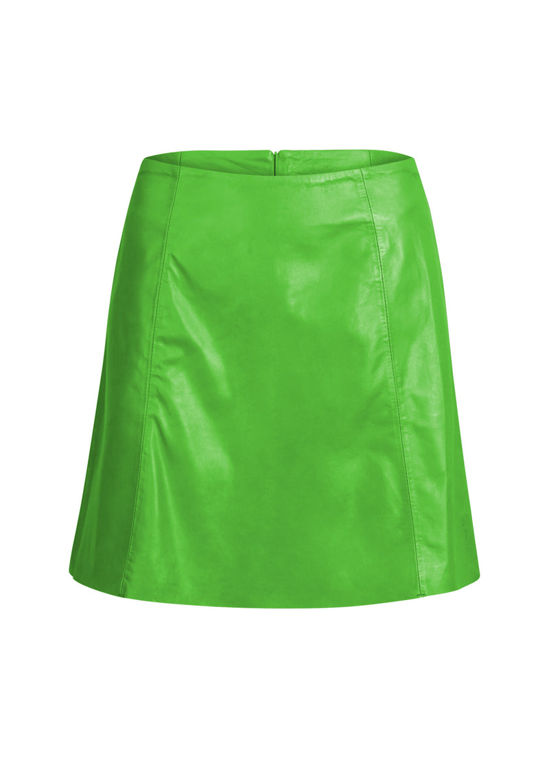 Coster Copenhagen SHORT A-LINE LEATHER SKIRT Skirt Flashy green - 459