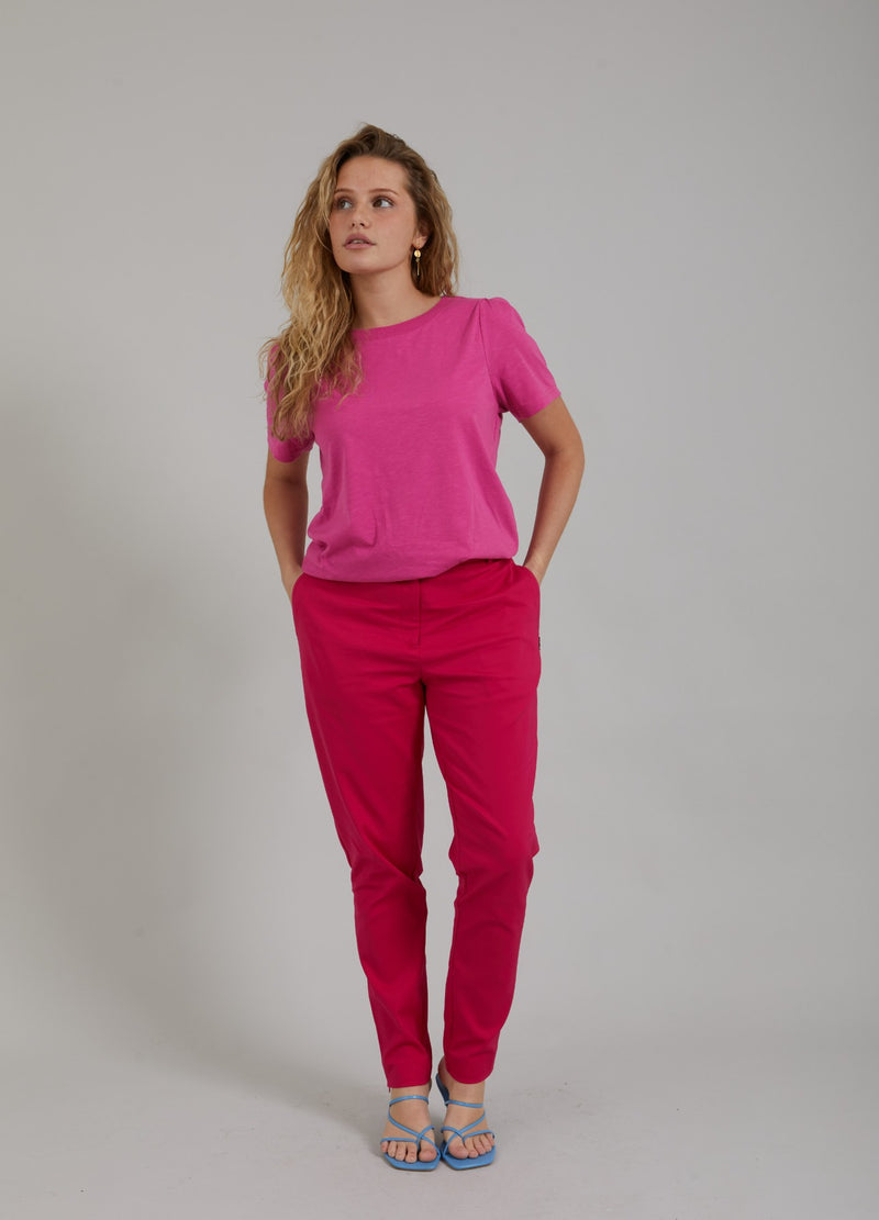 Coster Copenhagen T-SHIRT W. PLEATS T-Shirt Raspberry pink - 648
