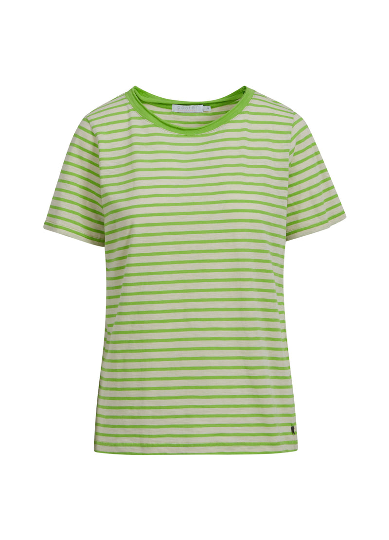 Coster Copenhagen T-SHIRT W. STRIPES T-Shirt Flashy green cream stripe - 481