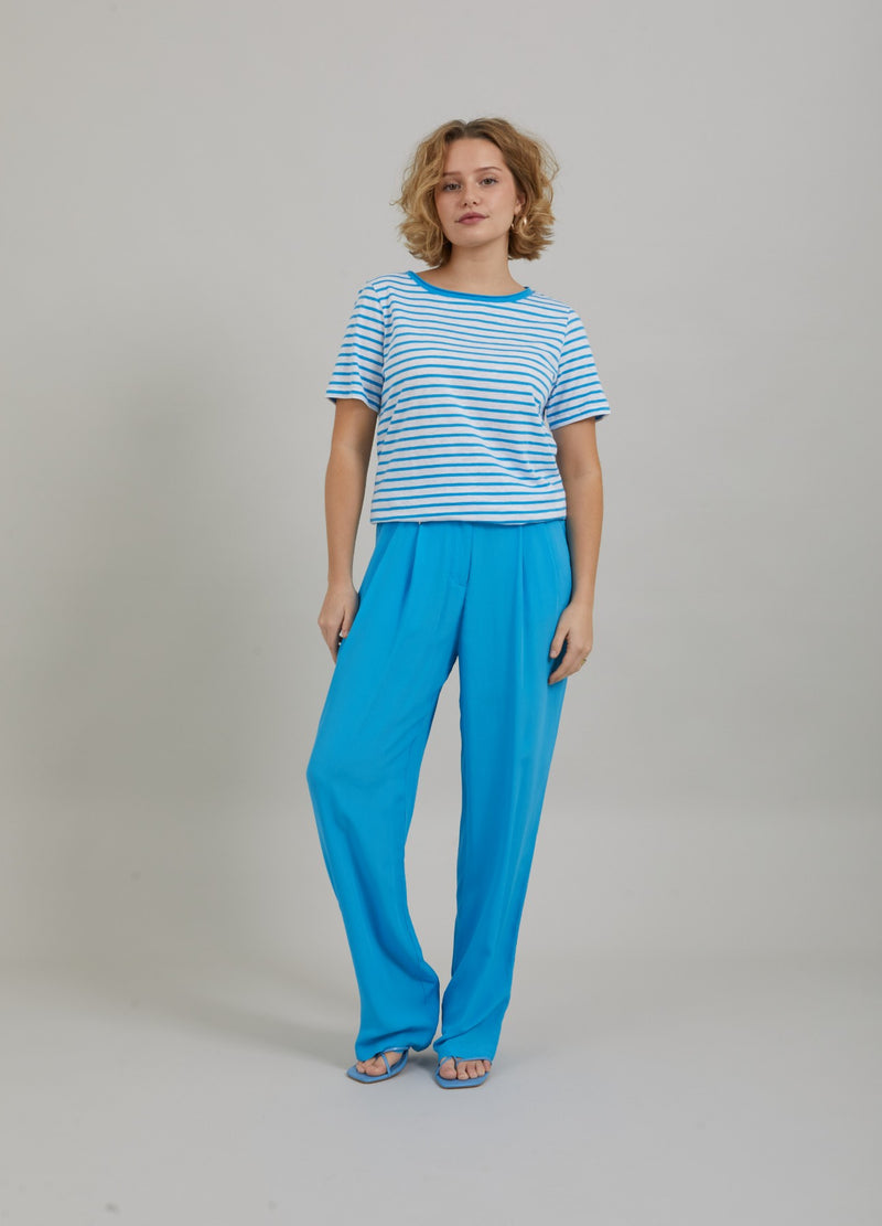Coster Copenhagen T-SHIRT W. STRIPES - MID LENGTH SLEEVES T-Shirt Blue lagune stripe - 566