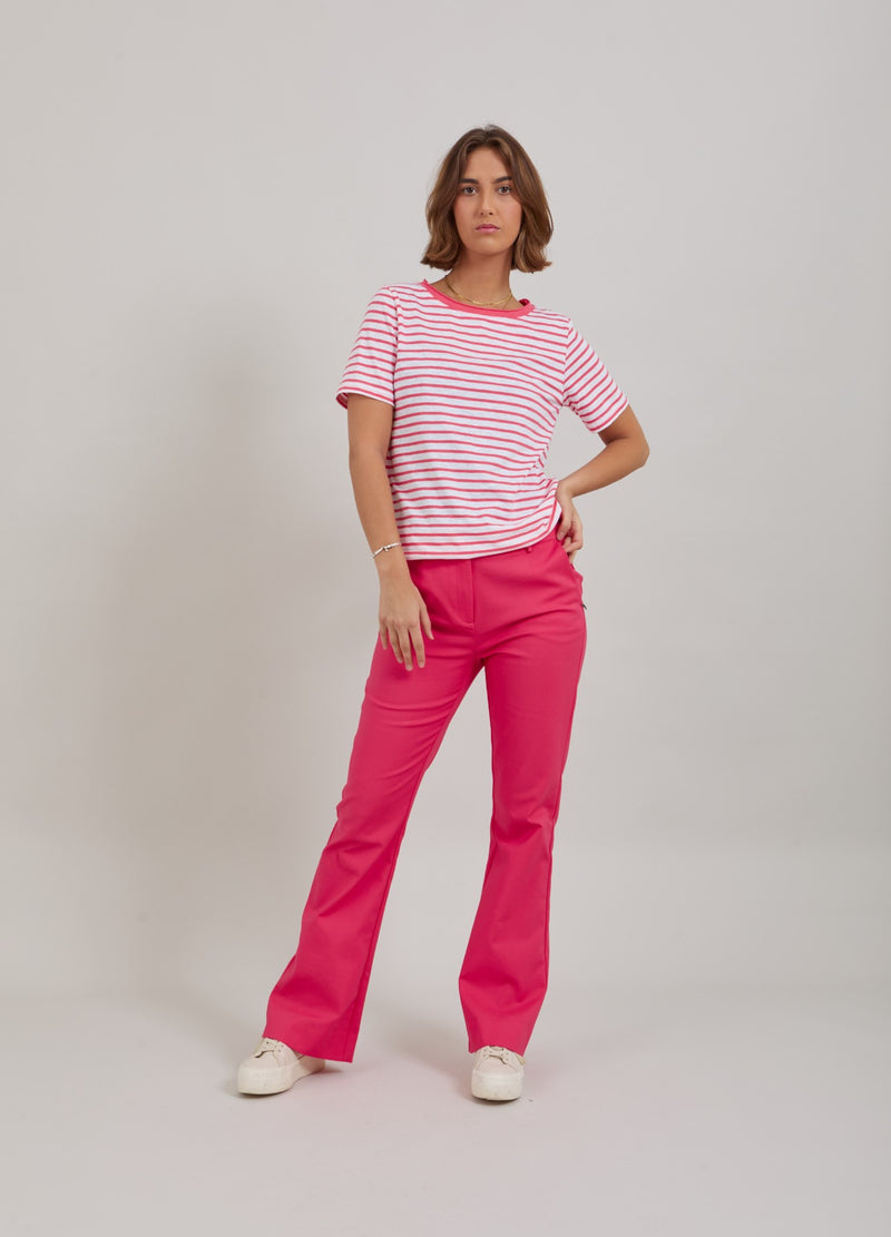 Coster Copenhagen T-SHIRT W. STRIPES - MID LENGTH SLEEVES T-Shirt Intense pink stripe - 602