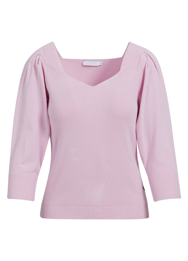 Coster Copenhagen TOP W. SQUARED NECK Knitwear Blush pink - 640